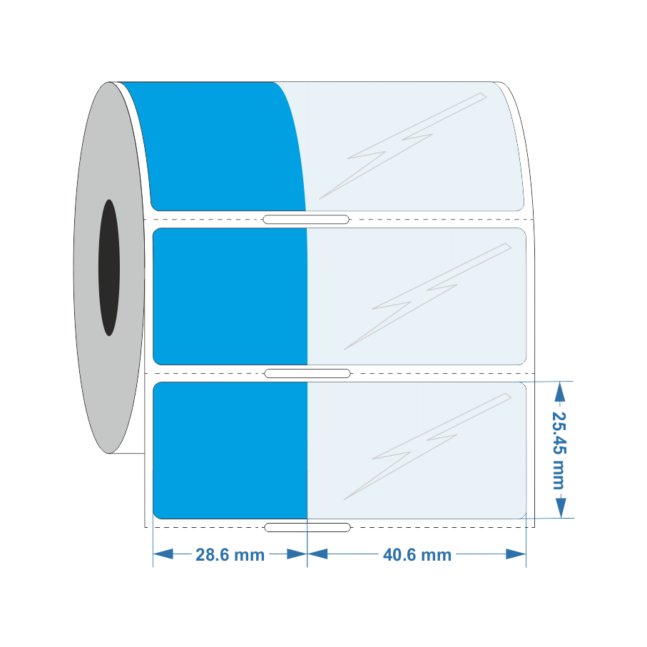 Self Laminating label 28.6mm x 25.4mm +40.5mm