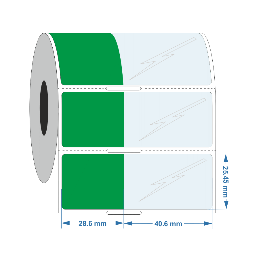 Self Laminating label 28.6mm x 25.4mm +40.5mm