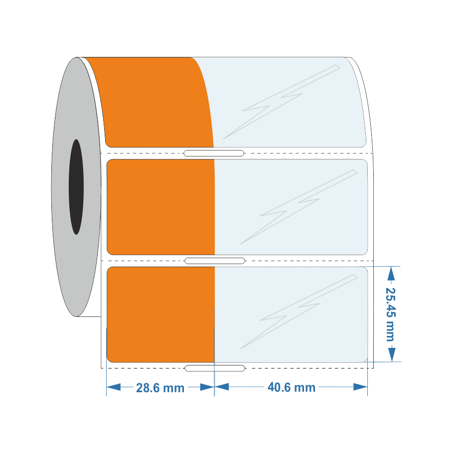 Self Laminating label 28.6mm x 25.4mm +40.5mm