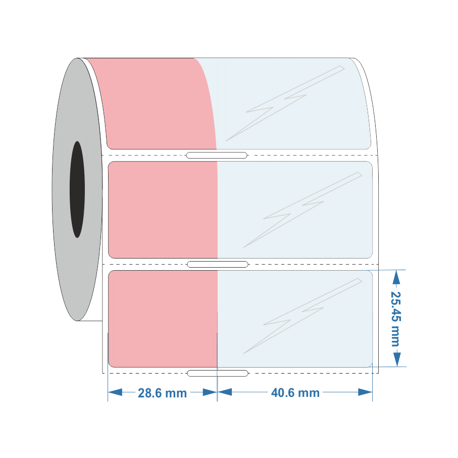 Self Laminating label 28.6mm x 25.4mm +40.5mm