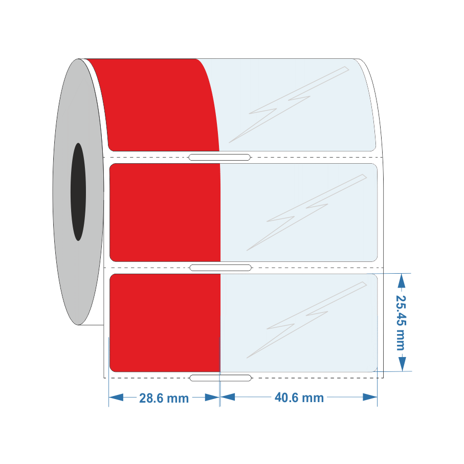 Self Laminating label 28.6mm x 25.4mm +40.5mm