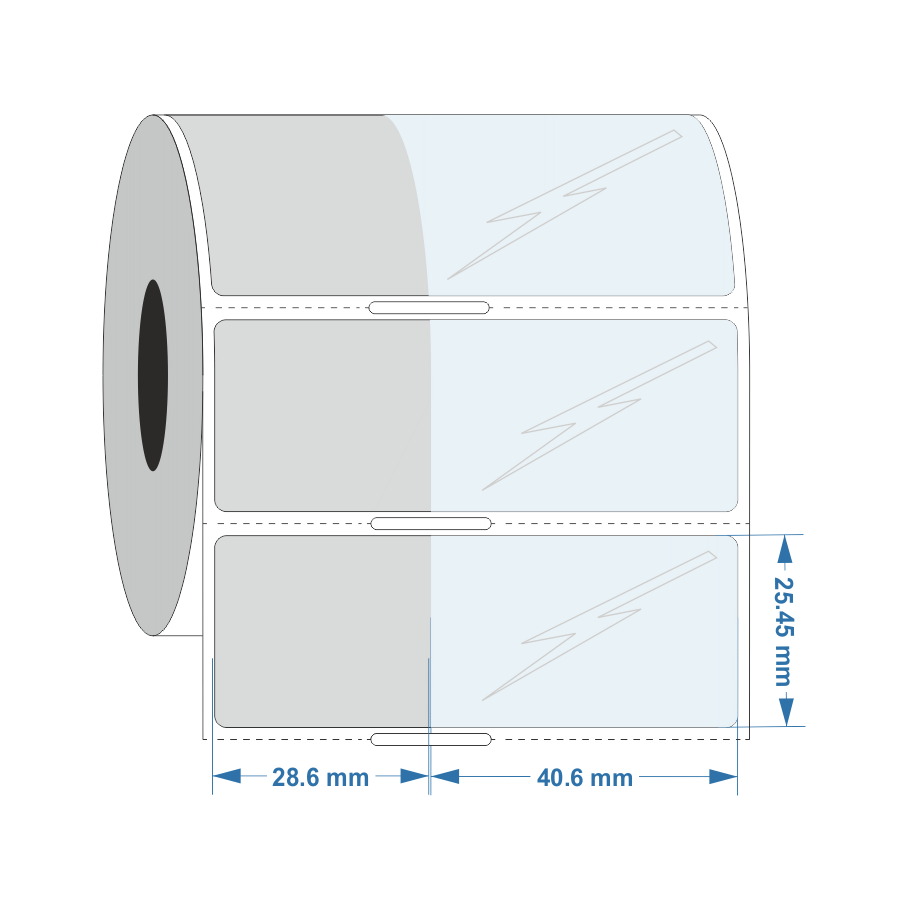 Self Laminating label 28.6mm x 25.4mm +40.5mm