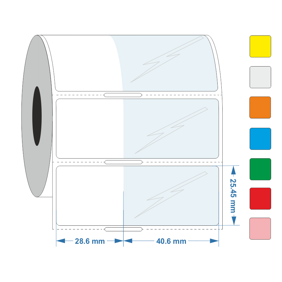 Self Laminating label 28.6mm x 25.4mm +40.5mm
