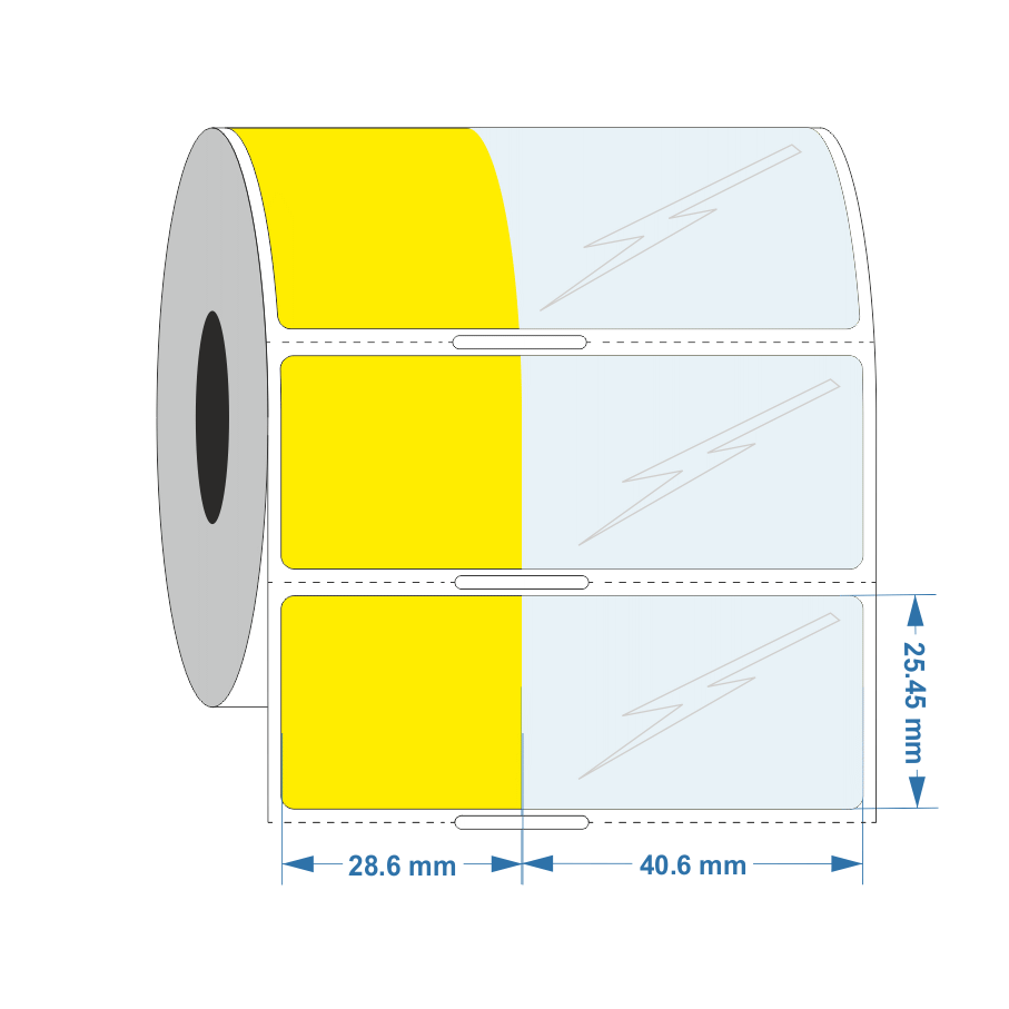 Self Laminating label 28.6mm x 25.4mm +40.5mm