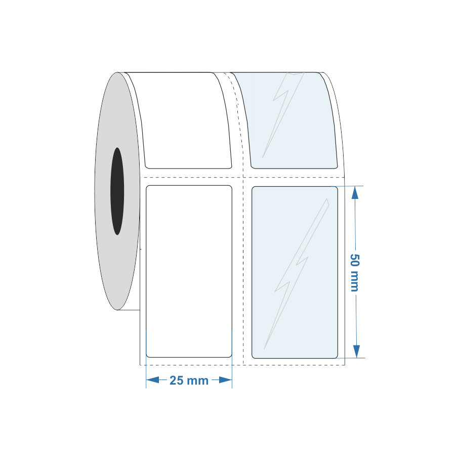 Print and Laminate label 25mm x 50mm