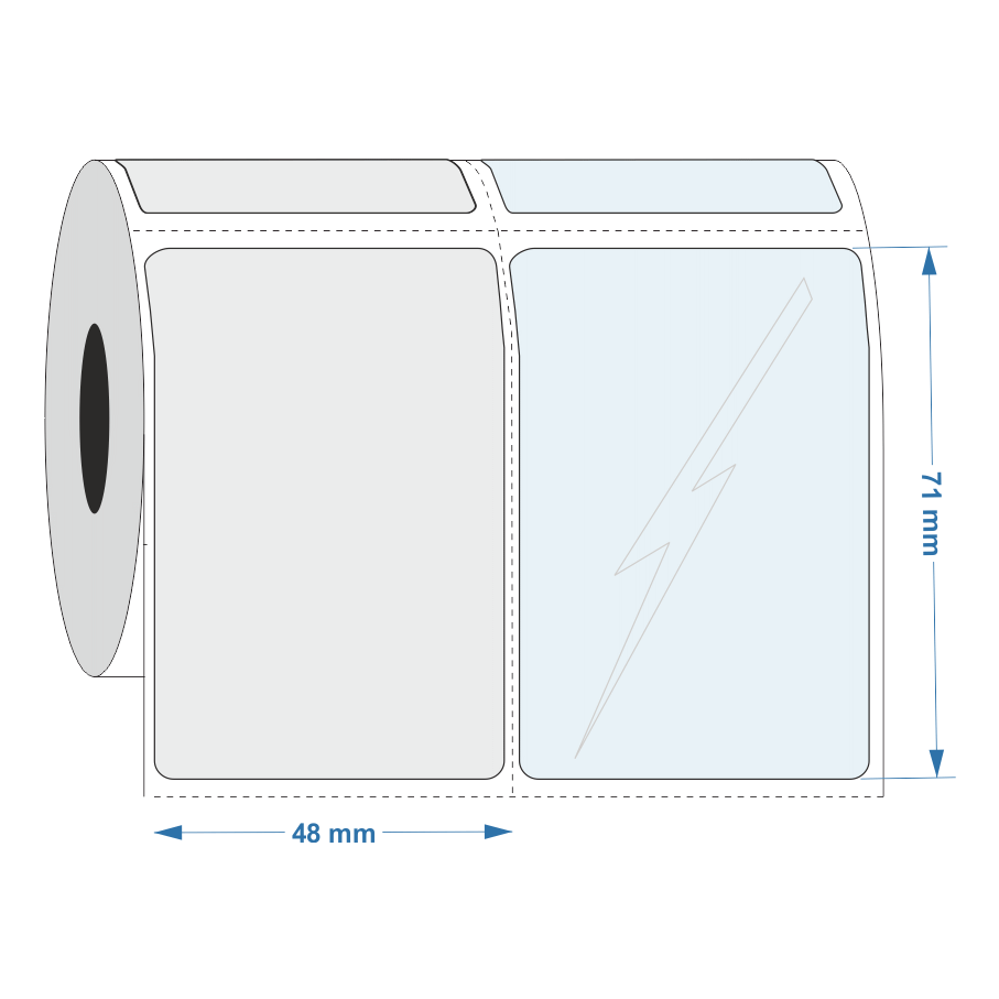 Print and Laminate label 48mm x 71mm (Silver)