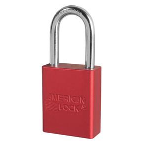 1106 Anodized aluminum safety padlock, 38mm wide with 38mm tall shackle - Industrial Labelling supplies