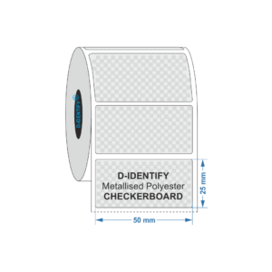 Metallised Polyester Tamper Evident label 50mm x 25mm - Industrial Labelling supplies