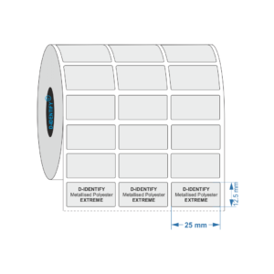 Metallised Polyester label 25mm x 12.5mm - Industrial Labelling supplies