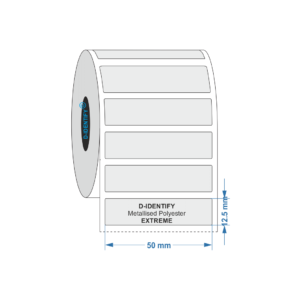Metallised Polyester label 50mm x 12.5mm - Industrial Labelling supplies