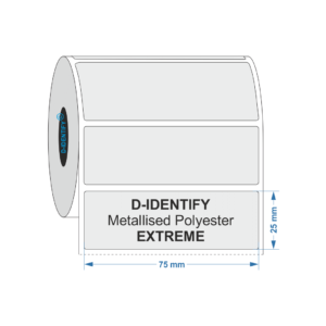 Metallised Polyester label 75mm x 25mm