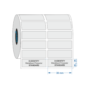 Metallised Polyester label 38mm x 12.5mm - Industrial Labelling supplies