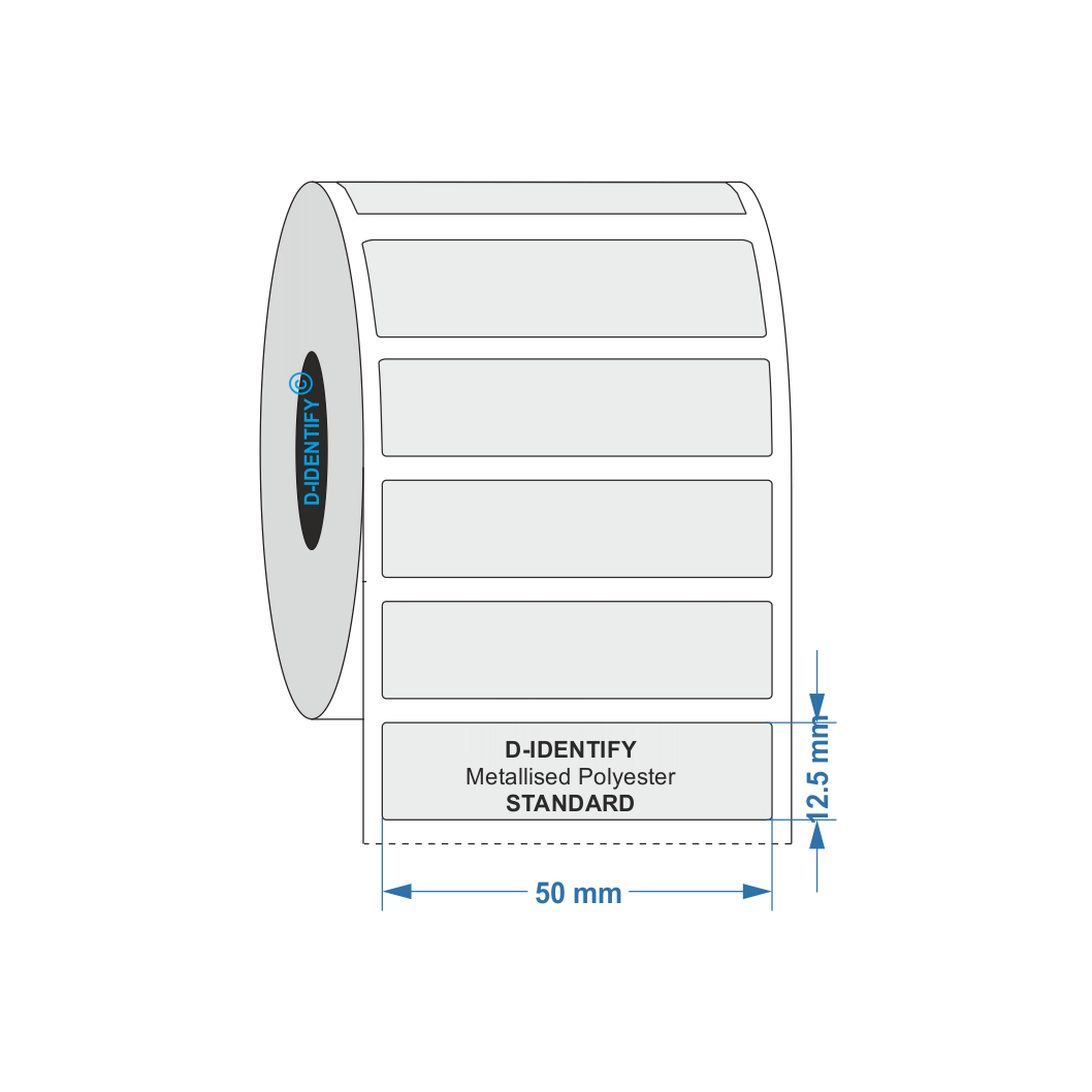 Metallised Polyester label 50mm x 12.5mm - Industrial Labelling supplies