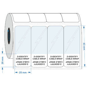 Self Laminating cable label 25mm x 63mm - 20mm