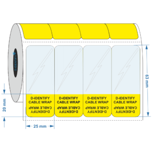 Self Laminating cable label 25mm x 63mm - 20mm
