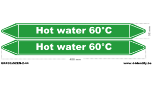 Hot Water 60 °C Pipe Marking | Industrial Pipeline Identification