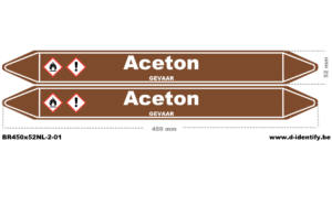 Leidingmarkering aceton – NBN T 69-004 met CLP