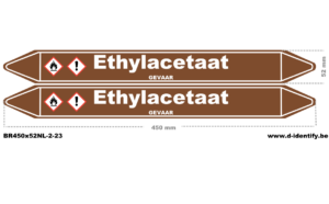 Leidingmarkering ethylacetaat – NBN T 69-004 met CLP