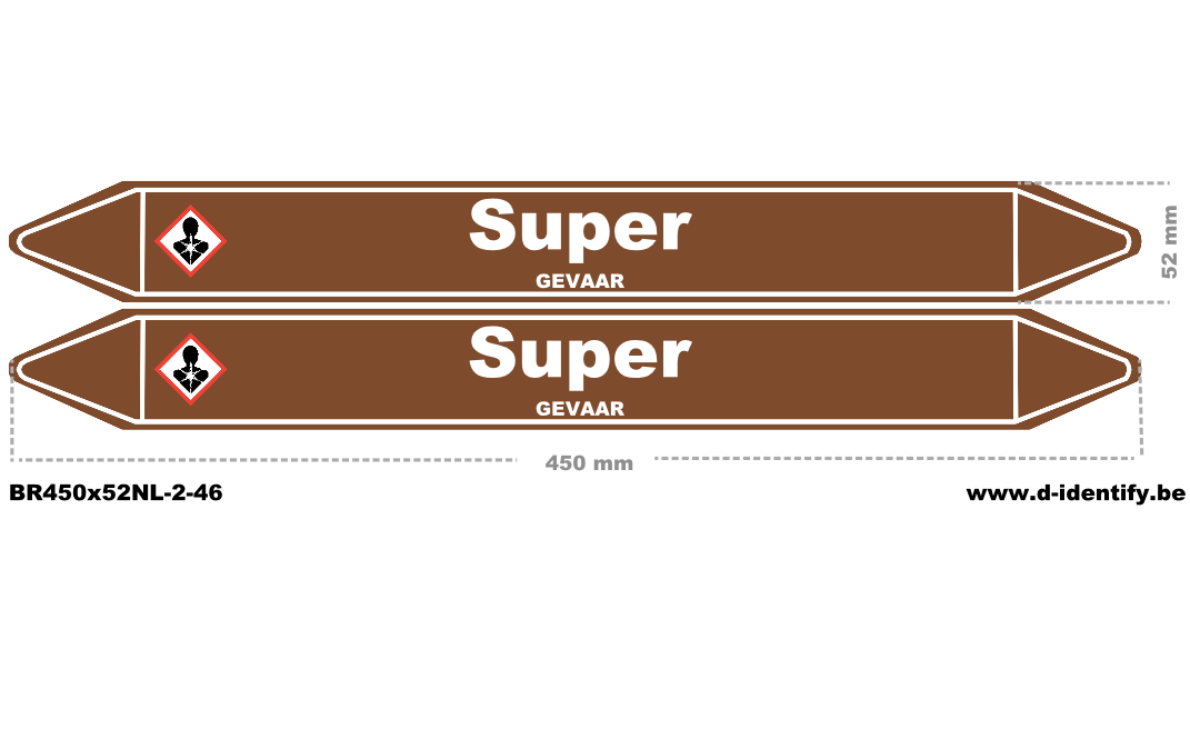 Leidingmarkering super benzine – NBN T 69-004 met CLP