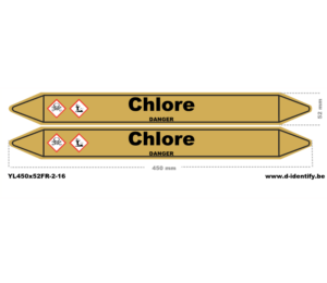 Marquage de tuyauterie chlore – NBN T 69-004 avec CLP