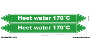 Leidingmarkering Heet water 170°C