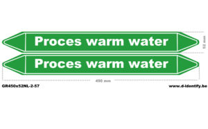 Leidingmarkering Proces warm water | NBN T 69-004