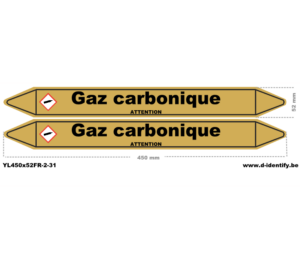 Marquage de tuyauterie gaz carbonique – NBN T 69-004 avec CLP