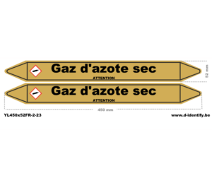 Marquage de tuyauterie gaz d’azote sec – NBN T 69-004 avec CLP