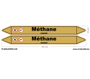 Marquage de tuyauterie méthane – NBN T 69-004 avec CLP