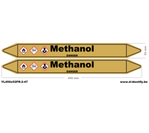 Marquage de tuyauterie méthanol – NBN T 69-004 avec CLP