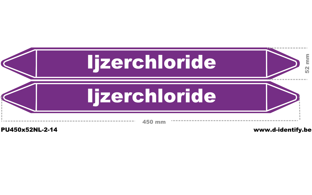 Leidingmarkering ijzerchloride – NBN T 69-004 met CLP