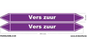 Leidingmarkering vers zuur – NBN T 69-004 met CLP