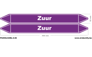 Leidingmarkering zuur – NBN T 69-004 met CLP