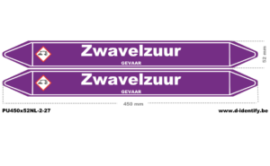 Leidingmarkering zwavelzuur – NBN T 69-004 met CLP