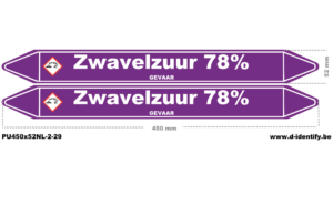 Leidingmarkering zwavelzuur 78% – NBN T 69-004 met CLP