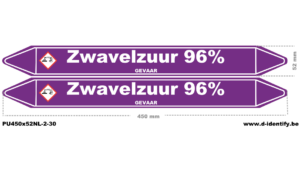 Leidingmarkering zwavelzuur 96% – NBN T 69-004 met CLP