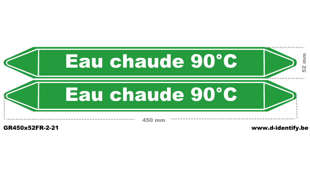 Marquage de tuyauterie eau chaude 90°C – NBN T 69-004