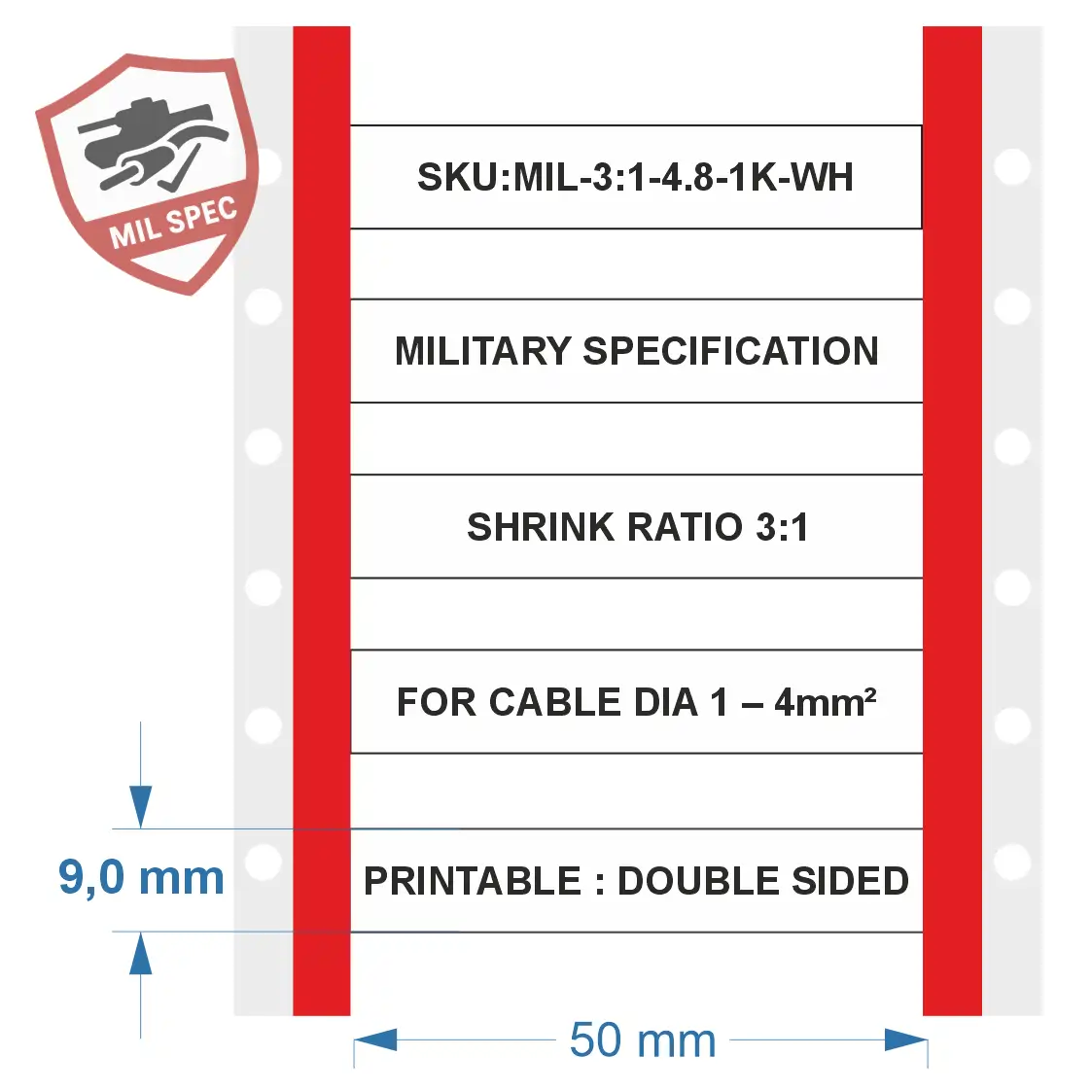 Krimpkous 3:1 polyolefine – 1–4mm² wit