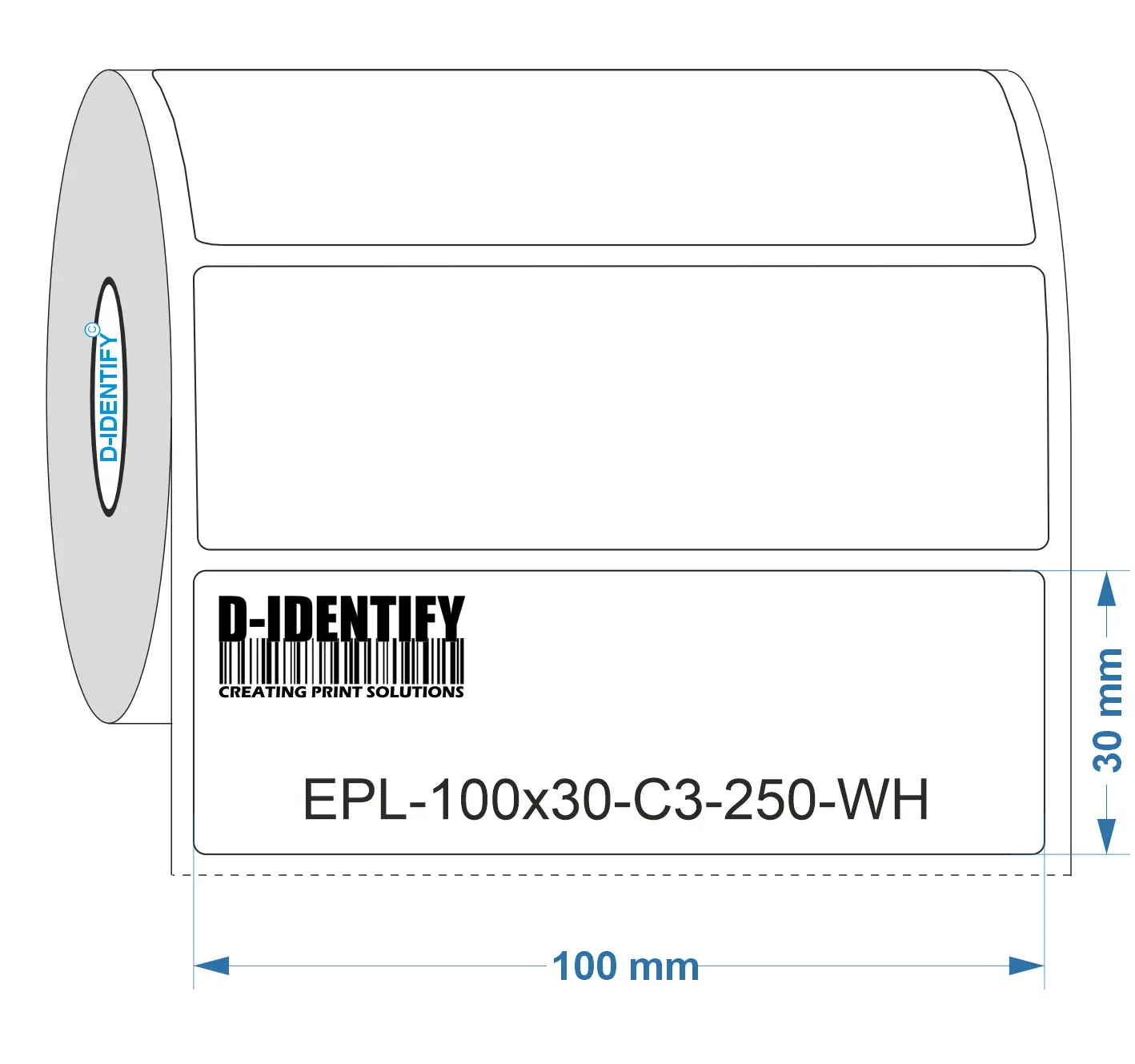 Graveerplaat Resopal label 100 x 30 mm wit