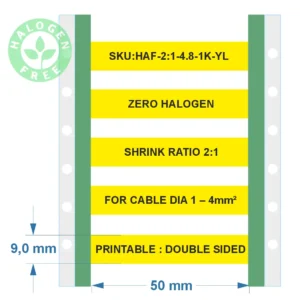 Zero Halogen Heat Shrink Tubing 2:1 – 1–4mm² Yellow